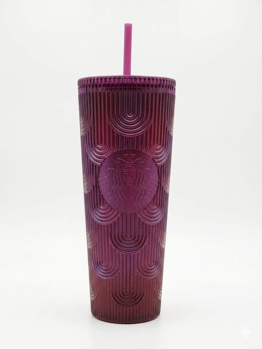 NWT Starbucks Metallic Plum Pink Studded Tumbler with Straw 24 oz